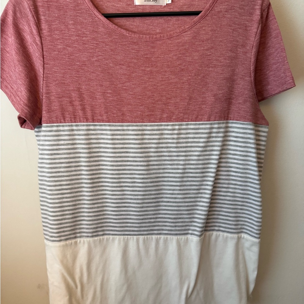 Zara Pink and Gray Boxy T-Shirt